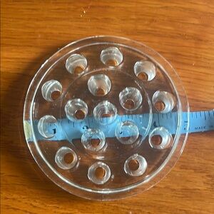 Clear Glass Flower Frog 5” diameter 1.25” tall for Ikebana vintage 1960’s